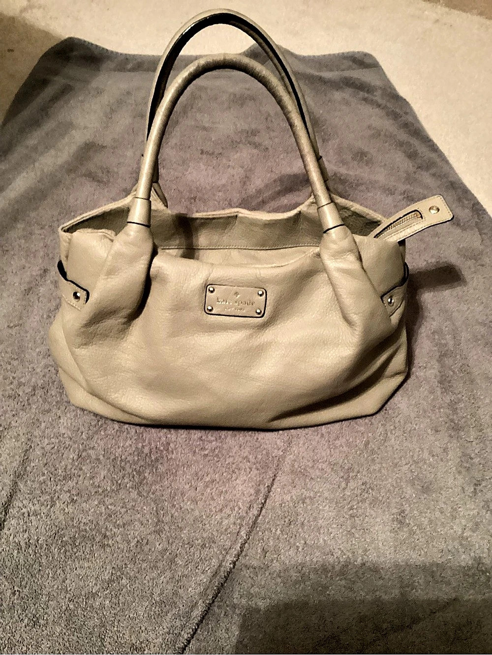 Kate Spade NY Stevie Berkshire Road Gray  Leather satchel bag Gold